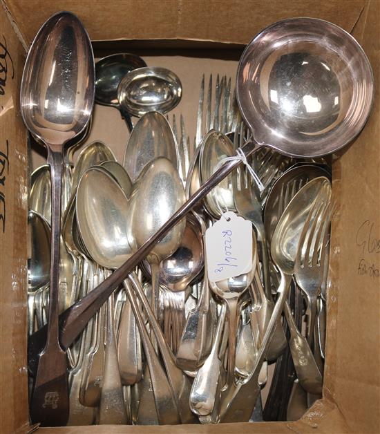 A part canteen of plated fiddle pattern and other cutlery